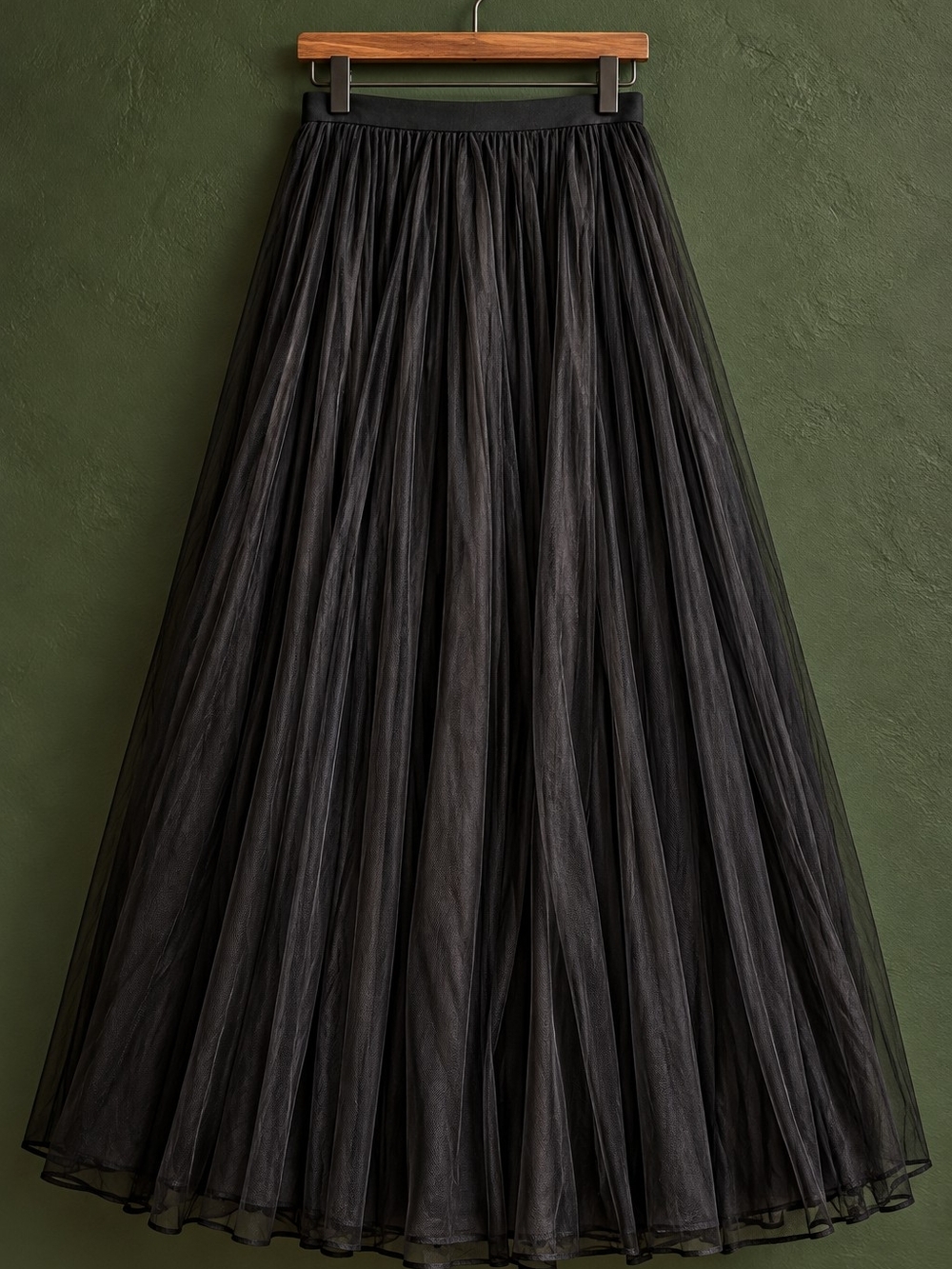 Vintage 90s Black Tulle Maxi Skirt Dark Academia Whimsigoth Gothic